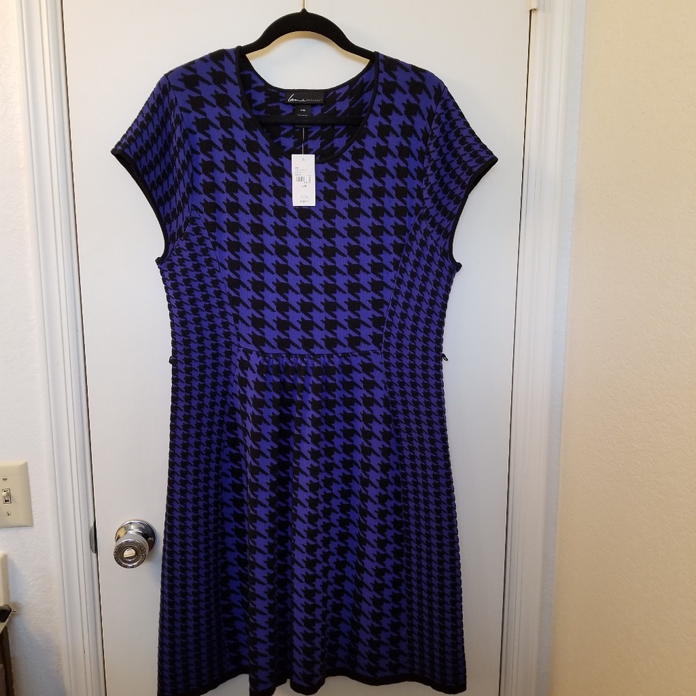 Lane Bryant 14/16 Blue /Black Houndstooth Dress